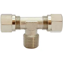 Riegler T-Einschraubverschraubung, R 1/4 a., Rohr-Außen- Ø10 mm, MS vern.