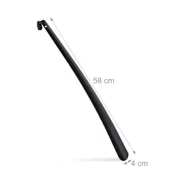 Relaxdays Schuhlöffel Metall, 2er Set, stabil, Schuhanzieher 58 cm lang, zum Aufhängen, Anziehhilfe für Schuhe, schwarz