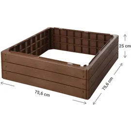 PROGARDEN Hochbeet Kunststoff 75,6 x 75,6 x 25 cm braun