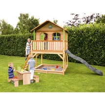 Axi Marc Spielhaus Braun - Grün mit Grauer Rutsche 212 x 432 x 293 cm