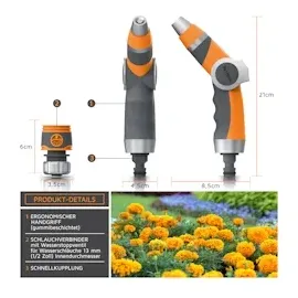 Brandson Gartenbrause - Garten Handbrause für Gartenschlauch - Spritzpistole - robuste Bauweise - Schieberegler