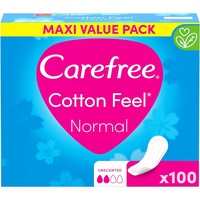Carefree Slipeinlagen Cotton Feel Normal ohne Duft (100 Stück), 100% atmungsaktiv, verleihen ein Gefühl von Komfort, Trockenheit und Frische, Größe Normal, Vorratspack