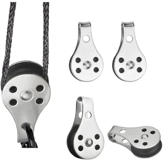 4 Stück Seil für Flaschenzug, Umlenkrollen aus Edelstahl, Schalen Riemenscheibe Roller, Seilrolle Umlenkrolle Set, Flaschenzug Einzelsatz, für Große Kajaks, Kanus, Fabriken, Gebäude Usw