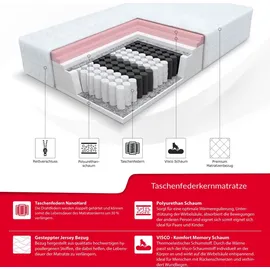 Fdm Memory Duo Matratze 160x200 cm Taschenfederkern Höhe 27 cm Härtegrad H2 H3 7-Liegezonen Öko-Tex Allergikergeeignet Bezug Waschbar Visco-Schaum