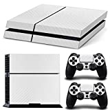 DOTBUY PS4 Skin Aufkleber Sticker Design Folie schützende Haut Schale für Sony Playstation 4 Konsole und 2 Dualshock Controller (Carbon Fiber White)