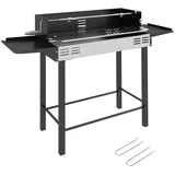 MC Star Holzkohlegrill Dreistöckiger Holzkohlegrill mit klappbaren Ablagen und Drehspieß, Edelstahl, 118 x 32 x 90 cm, Schwarz