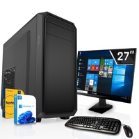 SYSTEMTREFF Office Komplett Set - Ryzen 5 4650G - AMD RX Vega - 7Core 4GB - 16GB - 256GB SSD + 500GB HDD - 27 Zoll TFT - Windows 11 Pro - Desktop PC