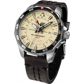 Vostok Europe NH34-225A713-LBBRN Herrenuhr Automatik GMT Rocket N1 Leder Braun