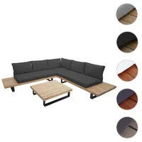 Mendler Garten-Garnitur HWC-H54, Garnitur Sitzgruppe Lounge-Set, Spun Poly Akazie Holz FSC® Alu - hellbraun, Polster dunkelgrau