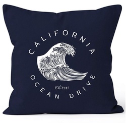 Autiga Dekokissen Kissenbezug Welle Wave California Ocean Drive Surf Summer Kissen-Hülle Deko-Kissen Autiga® blau