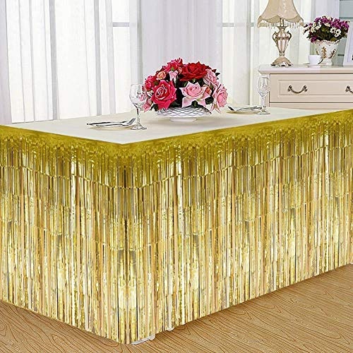 Wifehelper Fringe Table Rock Freded Table Rock Geeignet für Round Table Rechteckige Tisch Gold Silver Purple(Golden)