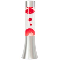 FISURA - Rote Lavalampe. 30 cm große Lavalampe mit silbernem Sockel, transparenter Flüssigkeit und roter Lava. Lampe mit Entspannungseffekt. 9x9x30 cm