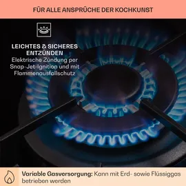 Klarstein Gaskocher 3-Flammig, 6,2kW Einbau-Gaskocher für Innenbereich, Edelstahl-Gaskocher für Wohnmobil, 3-Flammiger Gaskocher, Moderner Einbau