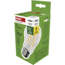 EMOS LED Lampe Filament A60 A Klasse Vintage-Birne mit E27 Sockel, Helligkeit 1060 lm, Neutralweiß
