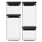 Brabantia Vorratsdosen-Set 10,5/20,0 cm hoch transparent, schwarz 2x 0,7/2x 1,6 l, 1 Set