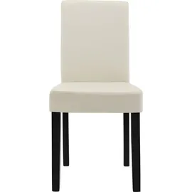 [en.casa] Esstisch Eiche weiß mit 6 Stühlen Creme Kunstleder gepolstert 140x90 Essgruppe Esszimmer