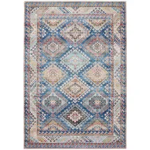 benuta Vintage-Teppich, Blau, Kunststoff, Vintage, Rechteckig, 60x120 cm Oeko-Tex® Standard 100, in verschiedenen Größen erhältlich, rutschfeste Unterfläche, waschbar, Teppiche - Böden, Teppiche, Vintage-Teppiche