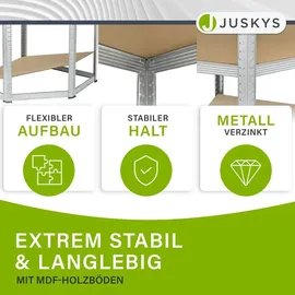 Juskys 3er Regalsystem Easy - 2 Lagerregale - 12 MDF Holz Böden 960kg