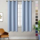 Muutos Gardine, Fenstervorhänge, Blickdicht Thermo Schalldämmend, für Zimmer Küche Babyroom, Hellblau, 125 x 100cm