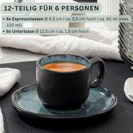 sänger Espressotassen Grün, Stein, 12-teilig, Rund, kratzfest, Kaffee - Tee, Tassen, Espressotassen