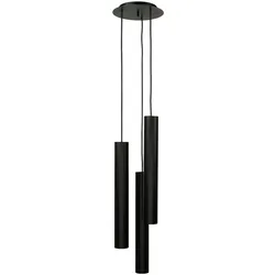 Licht-Erlebnisse Pendelleuchte Schwarz Metall 3-flammig rund Modern stilvoll EYE Lampe Esszimmer Wohnzimmer, NO1/4/0908