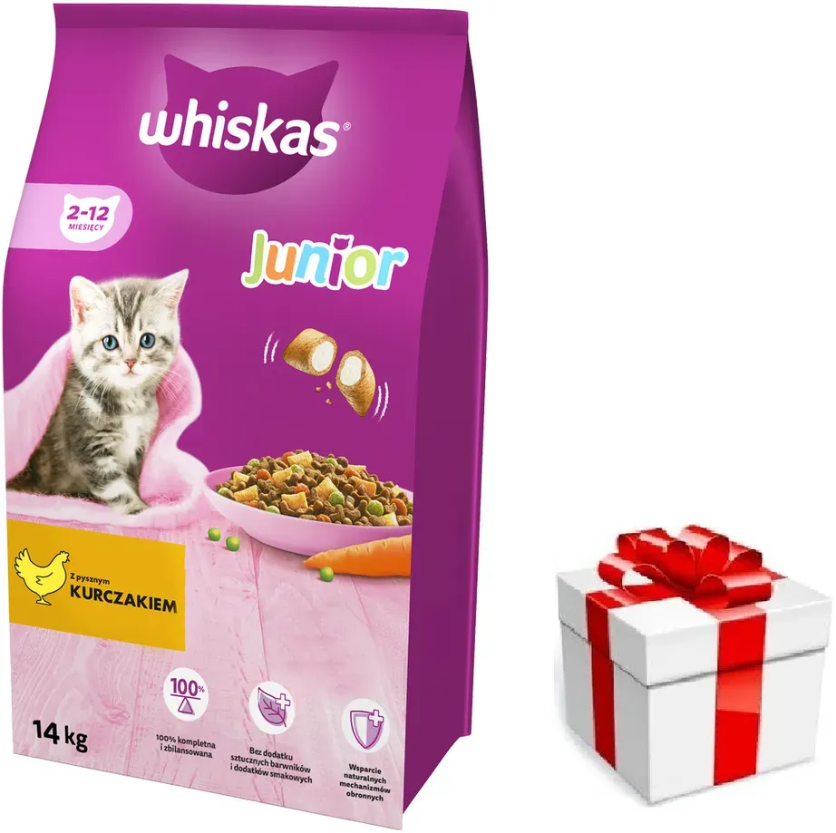 WHISKAS Junior Chicken Huhn 14kg + Überraschung für die Katze