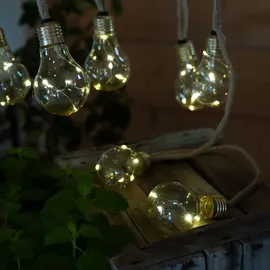 GLOBO LED Solar Lichterkette 570 cm Hanfseil warmweiß