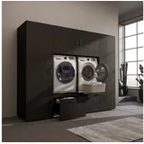 roomartstore.de SERIE-II Waschmaschinenschrank 254 cm Schwarz Eiche Holz