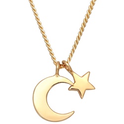 Elli PREMIUM Mond Stern Astro Kordelkette 375er Gelbgold 45 Damen 