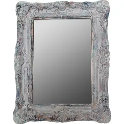 Wandspiegel "Monja", grau, B:42cm H:54cm T:54cm, Holz, MYFLAIR MÖBEL & ACCESSOIRES, Spiegel, rechteckig, verzierter Rahmen aus Holz, Shabby Optik
