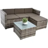 3-Sitzer Rattan Couch Lounge-Set beige/braun