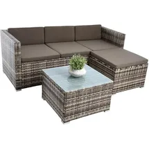 Estexo 3-Sitzer Rattan Couch Lounge-Set beige/braun