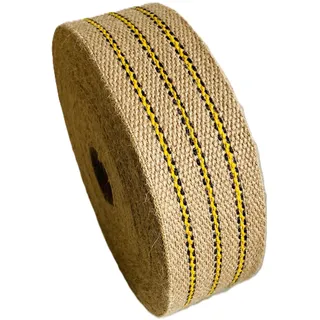 Natürliches Juteband - Gurtband - Natur Jutegurt - Polstergurt - Ökoband I 70 mm Breite I aus 100 % Jute I mit Streifen I Starkes Polstergurtband aus Naturfaser I umweltfreundlich (5m)