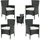 CASARIA Polyrattan Gartenstuhl 4er-Set Schwarz/Creme Stapelbar