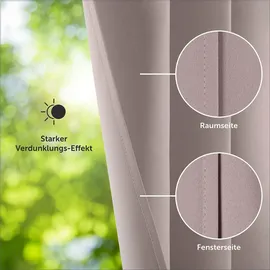 Blumtal Verdunklungsvorhänge 2er Set - Thermovorhang Hitzeschutz - Vorhang Blickdicht mit Ösen - Gardinenschals mit Schlaufen - Curtain - Gardinen 175x140cm - Gardienenschalset 2er - Vorhang Taupe