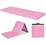 COSTWAY 180 x 60 x 5 cm Weichbodenmatte klappbar, Gymnastikmatte tragbar, Yogamatte wasserabweisend, Turnmatte rutschfest, Klappmatte, Fitnessmatte (Rosa)