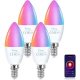 Fitop Alexa Smart Glühbirnen, E14 Wlan LED Lampen Dimmbar Glühbirne 4.9W 470Lm+2700-6500K+RGB 16 Millionen Farben, App Steuern Kompatibel mit Alexa/Google Home, Sprachsteuerung 4 Pack