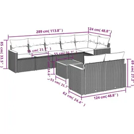 vidaXL Gartensofa-Set 9-tlg. schwarz