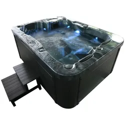 HOME DELUXE Outdoor Whirlpool BLACK MARBLE - Ausstattung: Mit Treppe, Farbe: Schwarz
