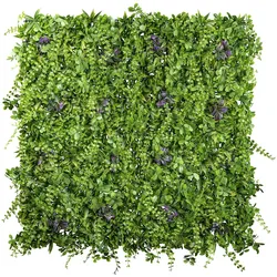 CREATIV green künstliche Pflanze Premium-Blättermatte, ca 100x100x8cm, grün, lila Blüten