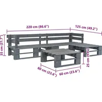 vidaXL 4-tlg. Garten-Sofagarnitur aus Paletten Holz Grau