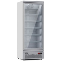 Mobiler Kühlschrank mit 1 Glastür Getränkekühlschrank Gastro 600 L 0/10°C ISO 45 mm Weiß