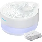 Katzenbrunnen 2,5L Trinkbrunnen für Katze Super Leiser, Wasserbrunnen für Katzen mit LED und 3 Aktivkohlefilter, Leicht zu Reinigen, Wasserspender Katzen Tropfenförmig-Design Katzentrinkbrunnen Weiß