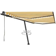 vidaXL LED Automatische Markise 450 x 350 cm gelb/weiß inkl. Windsensor 3069853