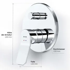 AM.PM X-Joy Unterputz Duscharmatur Wannen-Brausebatterie für 1 Verbraucher Chrom FXA45000