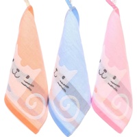 MIEDEON 3 Packung Handtuchset Cartoon Katzen Gästehandtücher Weich Handtücher Baumwolle Niedlich Kinderhandtuch Kindergarten (Mehrfarbig,9.8X9.8In)