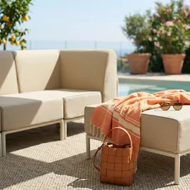 Oviala Modulares niedriges Gartenmöbel 4 Plätze Beige