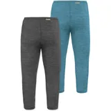 normani Outdoor Sports Normani, Outdoor Sports 2er Pack Baby Merino Unterhose mit Füßen in Blau/Anthrazit | Gr.: 56 Blau, Schwarz, 56