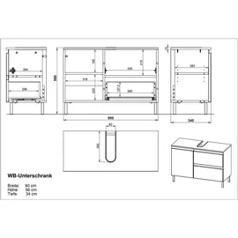 Germania 4331 GW-Torrance 80 x 56 x 34 cm weiß/grandson-eiche-nb.