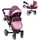 Moni Puppenbuggy, Violette 9694 zusammenklappbar, Schwenkräder vorne